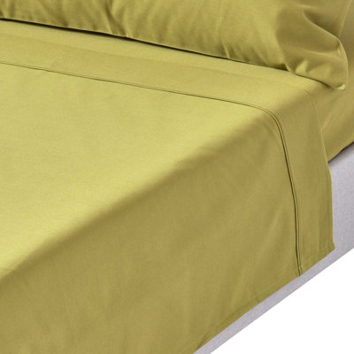 Homescapes Olive Egyptian Cotton Flat Sheet 1000 Thread Count, Double Green
