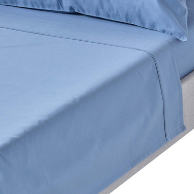 Homescapes Air Force Egyptian Cotton Flat Sheet 1000 Thread Count, Double Blue