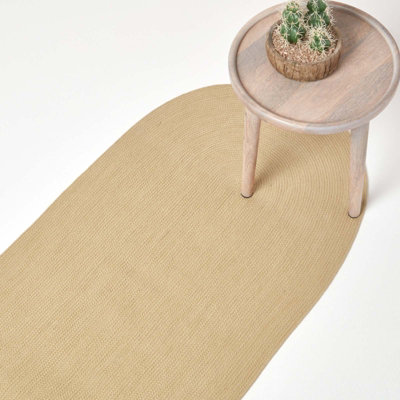 Homescapes Linen Handmade Woven Braided Oval Rug66 X 200 Cm from B&Q