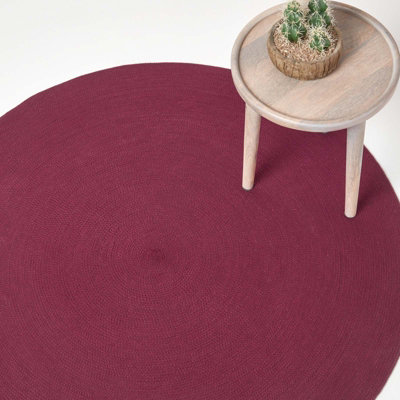B&Q -  Plum Handmade Woven Braided Round Rug120 Cm