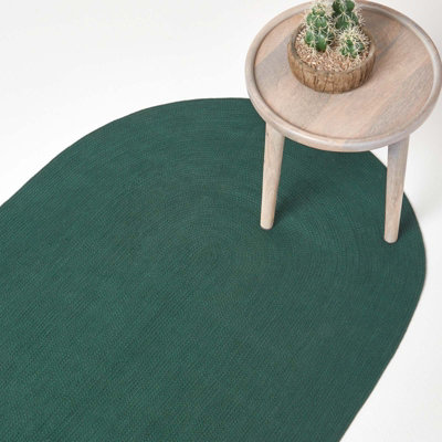 Homescapes Forest Green Handmade Woven Braided Oval Rug90 X 150 Cm from B&Q