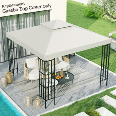 Outsunny 3(M) 2 Tier Garden Gazebo Top Cover Replacement Canopy Roof Cream White from B&Q