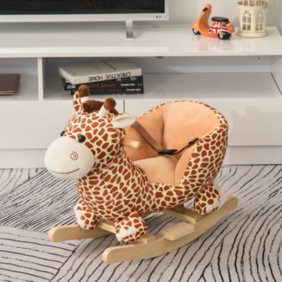 Homcom Baby Rocking Horse Kids Ride On Giraffe Plush Toy W/ 32 Song Seat Belt from B&Q