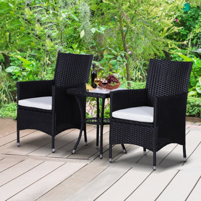 Outsunny Rattan Bistro Set Garden Chair Table Patio OutdoorBlack from B&Q