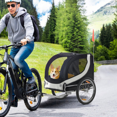Pawhut Pet Stroller Dog Jogger Folding Bike Cargo Trailer Carrier Bicycle Black from B&Q