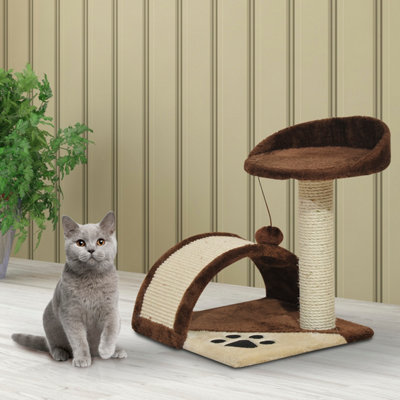 B&Q -  Cat Tree Scratching Post Activity Centre Climber Hanging Ball Brown