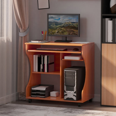 B&Q -  Computer Table Study Desk With Sliding Keyboard TrayCherry Wood