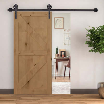Homcom 6Ft/1830mm Carbon Steel Sliding Barn Wood Door Hardware Closet Track Set from B&Q