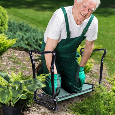 Outsunny 2 In1 Folding Garden Kneeler Foam Chair Pad Support BenchGreen from B&Q
