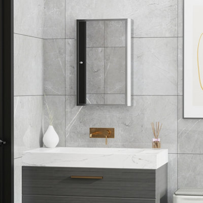 Homcom Mirror Cabinet Shelves Bathroom Storage Stainless Steel Wall Cabinet