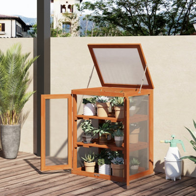 Outsunny 3-Tier Wood Greenhouse Plant Storage Shelf Garden Cold Frame Grow House from B&Q