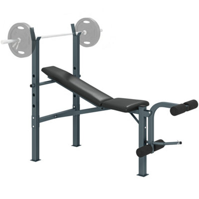 Homcom Adjustable Multi Gym Weight Bench Barbell Stand Chest Leg Abs Training