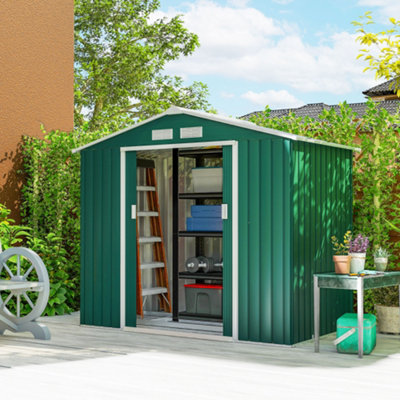 Outsunny 7 X 4Ft Garden Shed Storage With Foundation Kit And Vents, Green