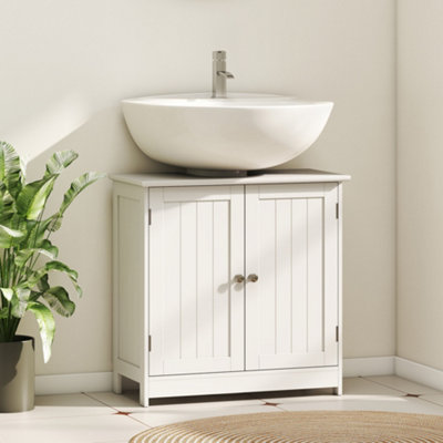 Homcom Basin Sink Vanity Cabinet Toilet Bathroom Shelf Door Storage Wooden from B&Q