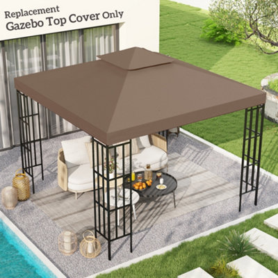 Outsunny 3m 2 Tier Replacement Gazebo Canopy - Coffee Brown Polyester - Weather Resistant UV Protection - Image 5
