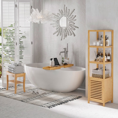 Homcom Extendable Bath Tub Bathroom Tray Bathtub Caddy Shelf Wine Holder Book from B&Q