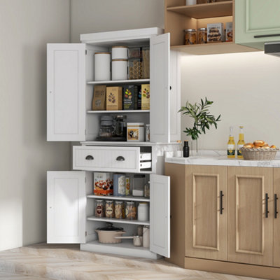 Homcom Kitchen Storage Cabinet With Drawers, Cupboards And Shelves, White