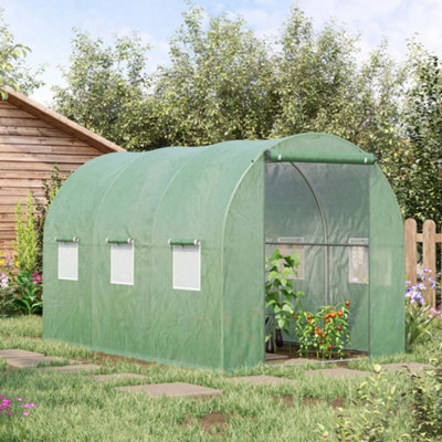 Outsunny Polytunnel Walk-In Garden Greenhouse With Zip Door And Windows 3 X 2M Light