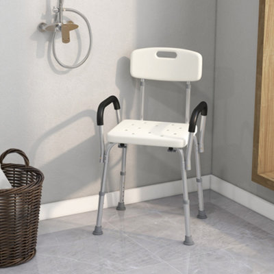 Homcom Light Weight Aluminum Shower Bench Portable Lift Chair W/ Back & Armrest - Image 5