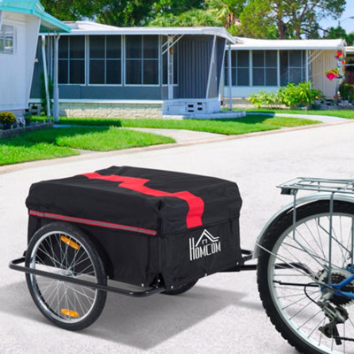 Rackhams Yellow/Dark Aosom Elite Two-Wheel Bicycle Large Cargo Wagon Trailer With Folding Storage - Image 3