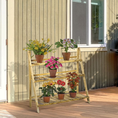 Outsunny Flower Stand Plant Display Rack 3-Tier Foldable Wood Garden Patio from B&Q