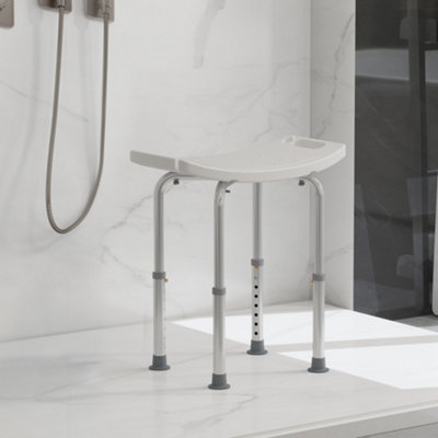 Shower Stool Height Adjustable Aluminium Bath Seat Non Slip White for Elderly - Image 5