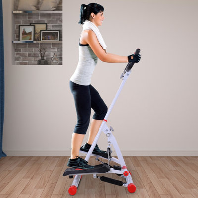 B&Q -  Foldable Stepper Adjustable Step Machine W/ Handlebar Lcd DisplayRed