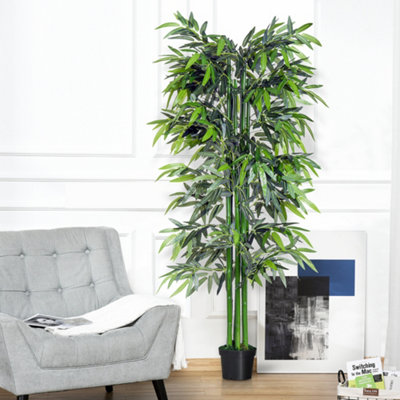 Outsunny Artificial Bamboo Tree Plant Greenary In A Pot 1.8M For Home