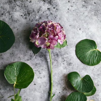 Artificial Silk Hydrangea StemAntique Purple. H42 Cm. from B&Q
