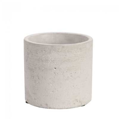 Small Round Cement Plant PotIndustrial Style. (H10 Cm) No Drainage Holes. from B&Q
