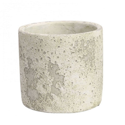 Rustic Cement Plant Pot. Aged Style. (H13 Cm) No Drainage Holes. from B&Q
