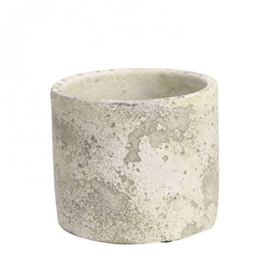 Small Rustic Cement Plant Pot. Aged Style. (H11 Cm) No Drainage Holes. from B&Q