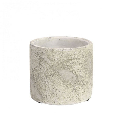 Small Rustic Cement Plant Pot. Aged Style. (H10 Cm) No Drainage Holes. from B&Q
