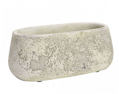 Small Rustic Cement Trough. Aged Style. (H10 Cm) No Drainage Holes. from B&Q