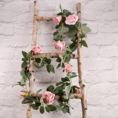 Artificial Pink Rose And Foliage Garland. Length 175 CmDiameter 8 CmWeddings And Events Décor. from B&Q