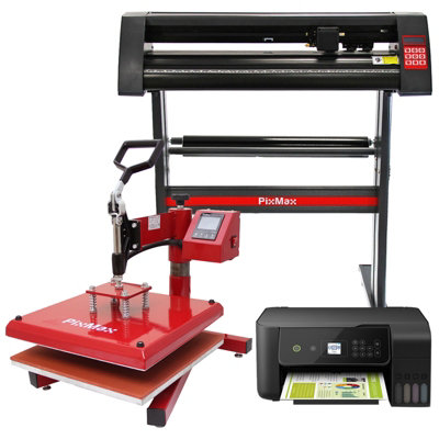 Pixmax Heat Press Swing 38 X 38CmVinyl Cutter & Printer Sublimation Transfer Bundle from B&Q