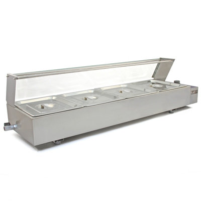 MonsterShop Bain Marie Buffet Food Warmer Electric Commercial Catering Wet Well 4 Removable Pan Trays from B&Q