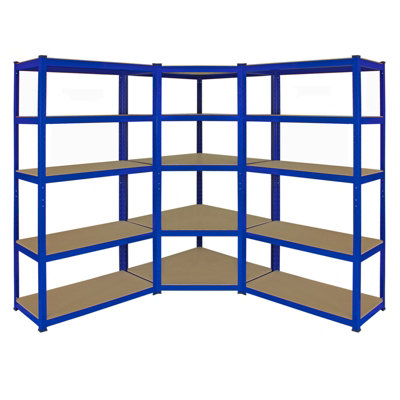 B&Q -  T-Rax Corner Racking Unit & Pack Of 2 Garage Shelving Unit Extra Wide5 Tier Heavy Duty Rack For Storage Utility Shelves