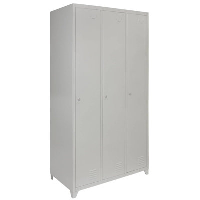 Monstershop Grey Metal Storage Lockers - Three Doors,