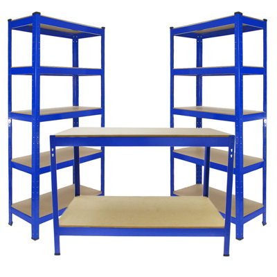 B&Q -  2 X 90Cm T-Rax Heavy Duty Racking Metal Storage Shelving Units & Garage Workbench