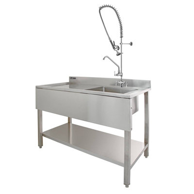 MonsterShop Kukoo Commercial Sink & Pre-Rinse TapLeft Hand Drainer from B&Q