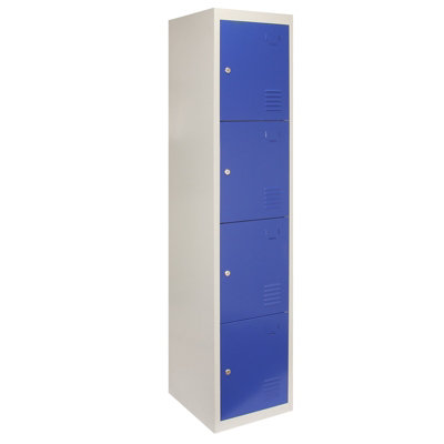 Monstershop Blue Metal Storage Lockers - Four Doors, Flatpacked,