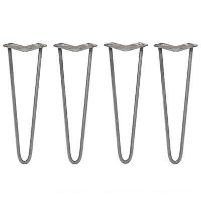 Monstershop Unisex Silver 4 X 16" Hairpin Legs - 2 Prong - 12Mm - Raw Steel In - Image 3
