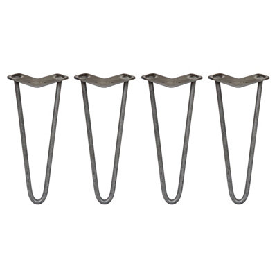 Monstershop 4 x 12" Hairpin Legs - 2 Prong - 12mm - Raw Steel in Silver - Image 4