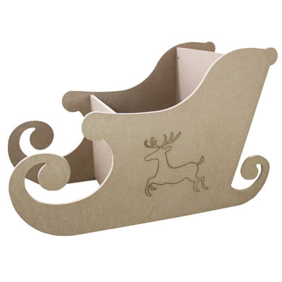 MonsterShop Santa Sleigh Christmas Decoration Mdf Wood Presents Display Cart from B&Q