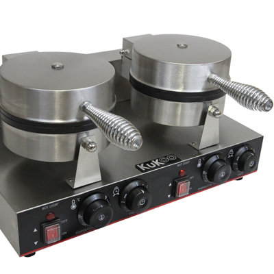 MonsterShop Kukoo Double Waffle Maker Commercial Catering Kitchen Stainless Steel Electric Nonstick Plates from B&Q