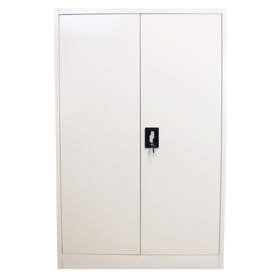 MonsterShop Powder Coated Steel Light Grey Office 2 Doors Filing Cabinet Flatpack Document File Lockable Storage 140Cm from B&Q