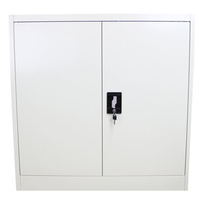 MonsterShop Powder Coated Steel Light Grey Office 2 Doors Filing Cabinet Flatpack Document File Lockable Storage 90Cm from B&Q