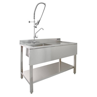 MonsterShop Kukoo Commercial Sink & Pre-Rinse TapRight Hand Drainer from B&Q