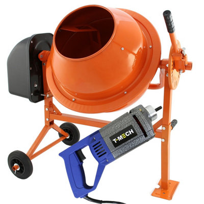 T-Mech 70L Cement Mixer 250W & Hand Held Electric Concrete Mixer 1100W from B&Q